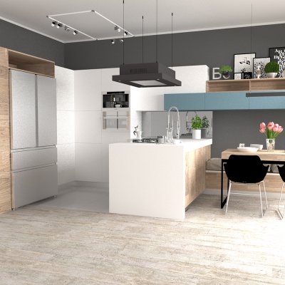 Projekt kuchni z lodówką Haier HB25FSSAAA